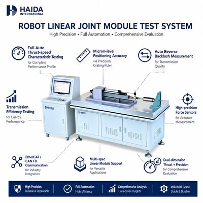 Sistema de Prueba de Módulo de Junta Lineal de Robot, Máquina de Prueba de Actuador Lineal, Empuje, Velocidad, Holgura, Precisión de Posicionamiento