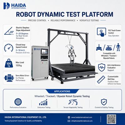 Plataforma de Prueba Dinámica de Robots HD para Caminar, Máquina de Prueba de Estabilidad, Equipo con Pendiente Ajustable de 0 a 20 Grados, Control de Velocidad de 0 a 18 km/h