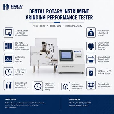 Teste de rendimiento de molienda de instrumentos rotativos dentales Bur Head Wear Testing Machine Cutting Efficiency Test para QC de piezas de mano