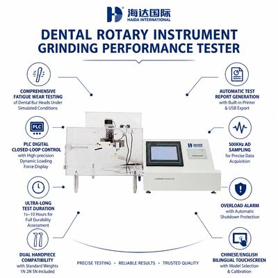 Teste de rendimiento de molienda de instrumentos rotativos dentales Bur Head Wear Testing Machine Cutting Efficiency Test para QC de piezas de mano