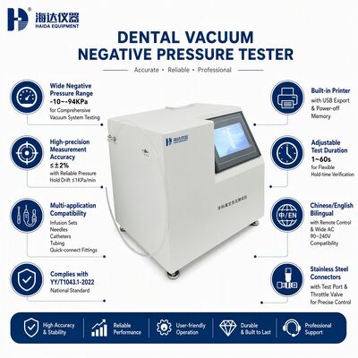 Probador de vacío de presión negativa dental, máquina de manómetro de vacío para equipo de prueba de sistema de succión dental, alta precisión -94 kPa