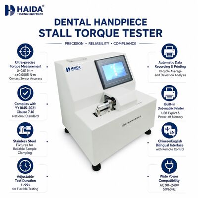 Probador de Par de Parada de Pieza de Mano Dental Máquina de Medición de Par para Equipo de Prueba de Control de Calidad de Turbina Dental Alta Precisión 0.0005 Nm